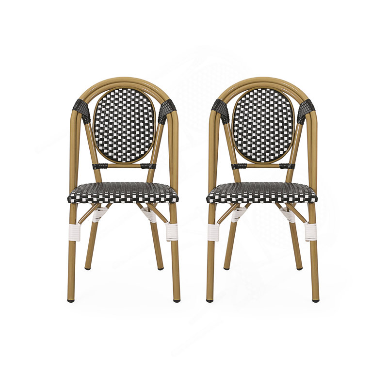 Ensemble bistro avec structure en aluminium et osier en rotin
