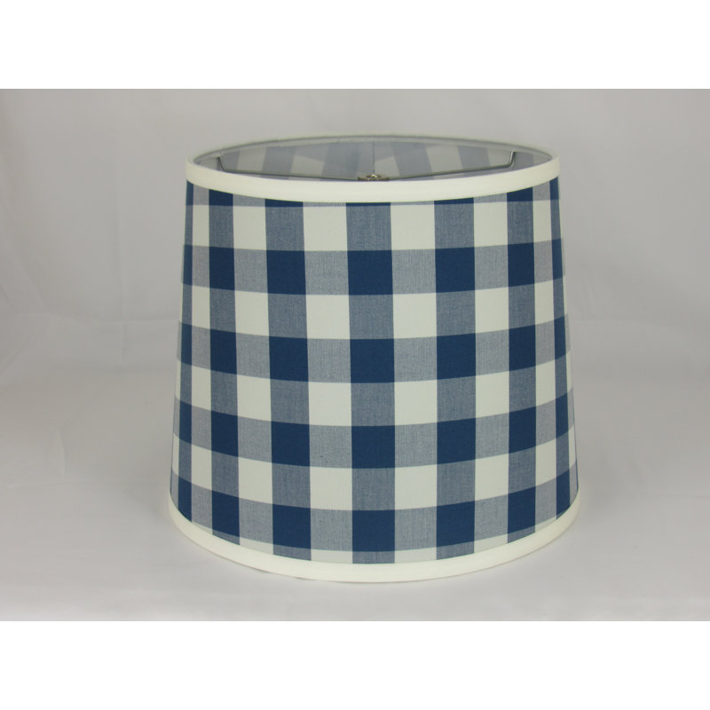 Abat-jour à carreaux bleu et noir 16 po, Bleu marine/crème