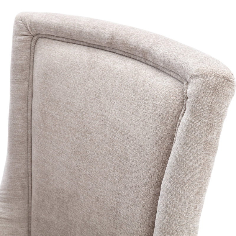 Linen Upholstered Side Chair  Dining Chair, 2, Beige, Brown