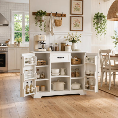 45.7''W Farmhouse Sideboard Buffet Cabinet with Drawer & Adjustable Shelves,Stand Kitchen Pantry