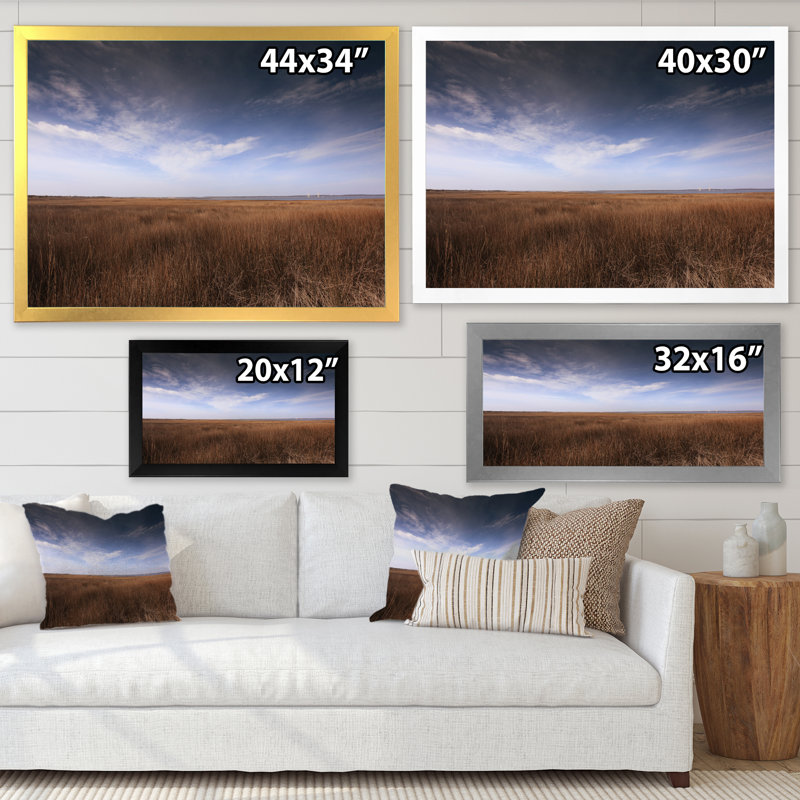 Magnifique champ de blé mystique - décoration murale traditionnelle sur toile, H 8 po x l 12 po x P 1 po, Cadre photo blanc