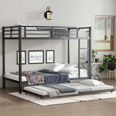 Lit superposé en métal robuste avec lit gigogne, double, durable et peu encombrant pour les chambres à coucher modernes