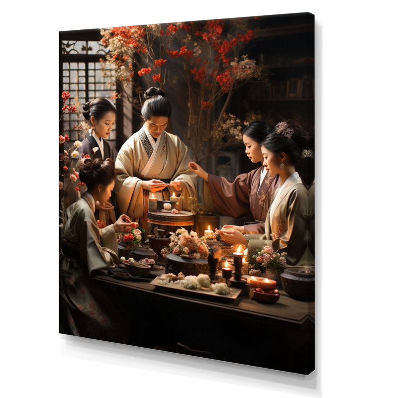 Carinna Asian Art Harmony In Tea IV, reproduction d'art sur toile, H 32 po x l 24 po x P 1 po, Toile tendue
