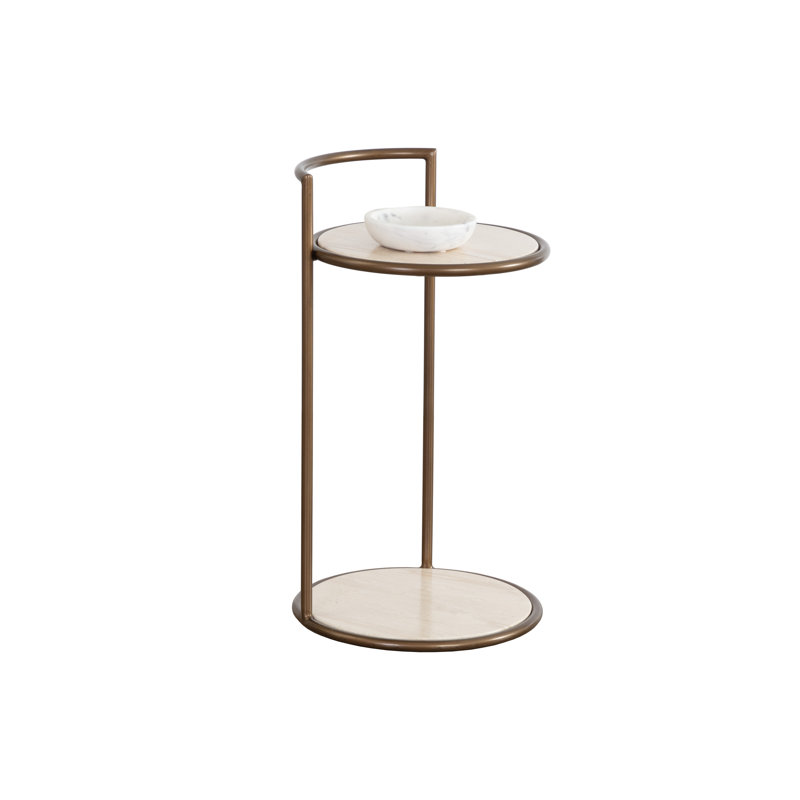 Parga Outdoor Round Side Table, Brown, Brown