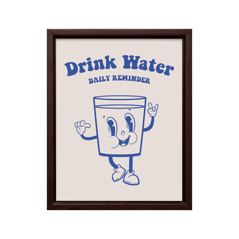 Drink Water No4, Canvas, 24"H x 32"W, Brown Framed