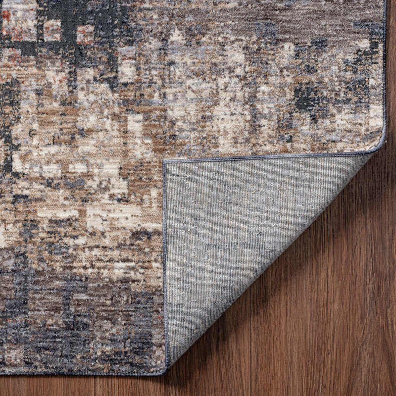 5 Abstract Area Rug in Charcoal/Gray, Rectangle 7'6" x 9'6"
