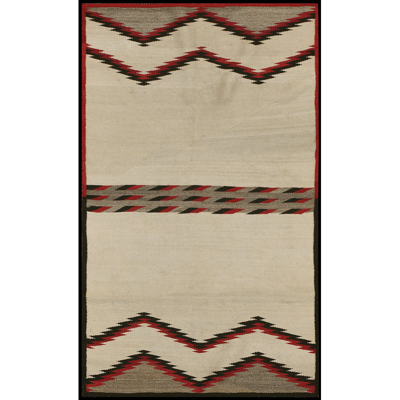 Tapis Navajo ivoire minimaliste à motif tribal