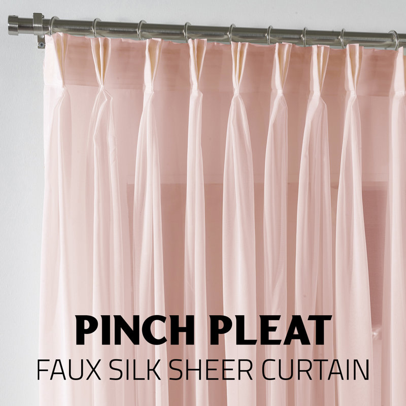 Pinch Pleated Extra Long Sheer Curtain Single Panel, 245cm Width x 325cm Drop, Pink
