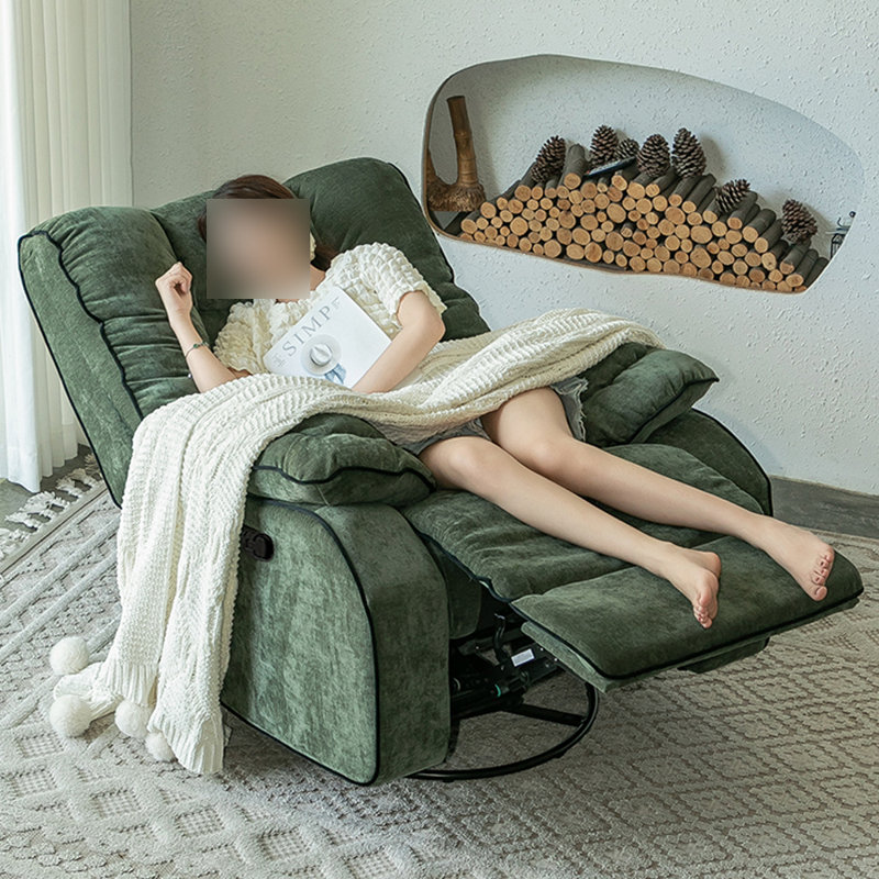 Living Room Single Chenille Function Recliner, Green
