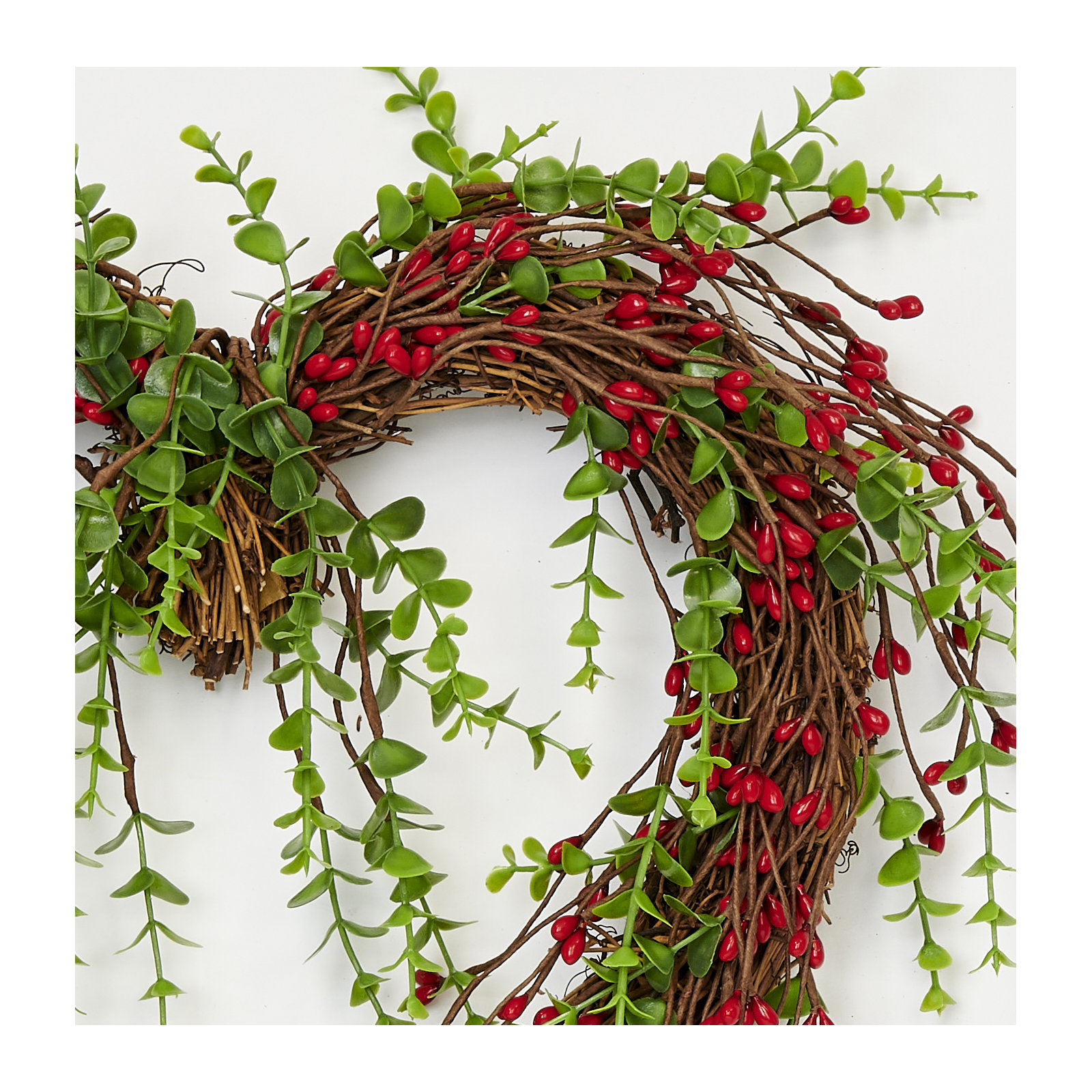 15" Berry Heart Wreath, Red