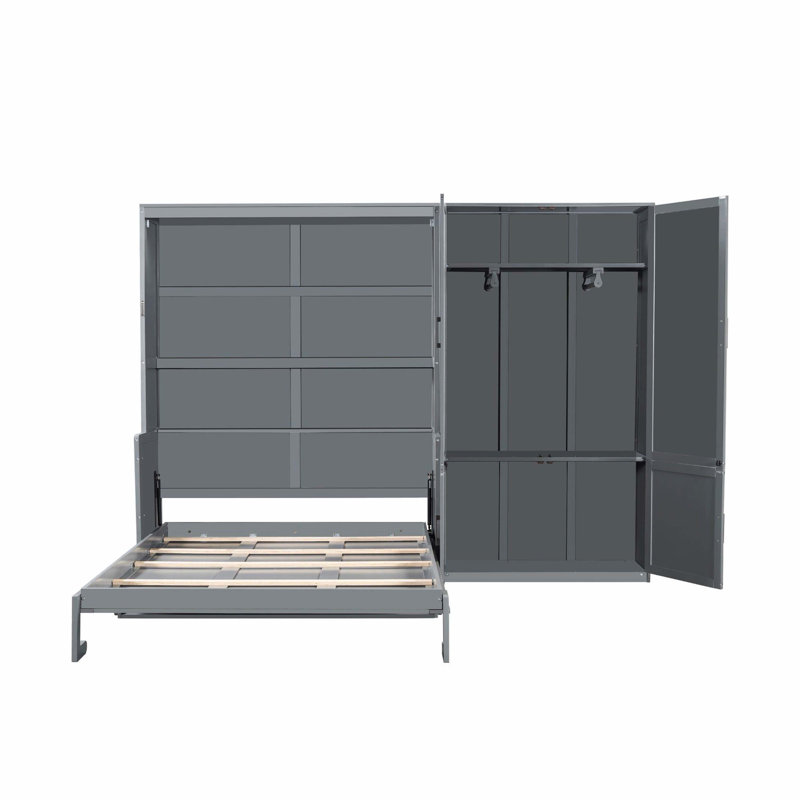 Lit escamotable peu encombrant avec garde-robe attaché, Grey