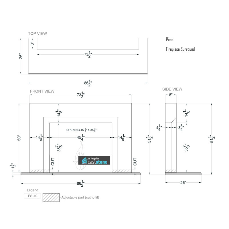 Pima Fireplace Surround, Smooth White