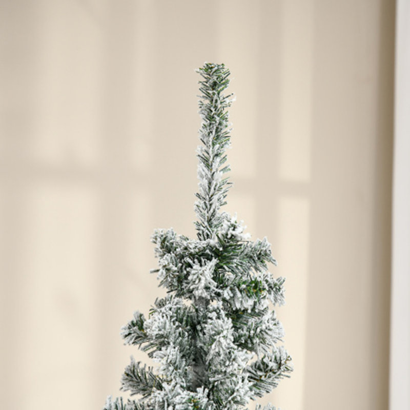 Arbre de Noël artificiel mince enneigé 6 pi de hauteur - 6 branches - branches réalistes, 492 pointes, décoration de Noël confortable