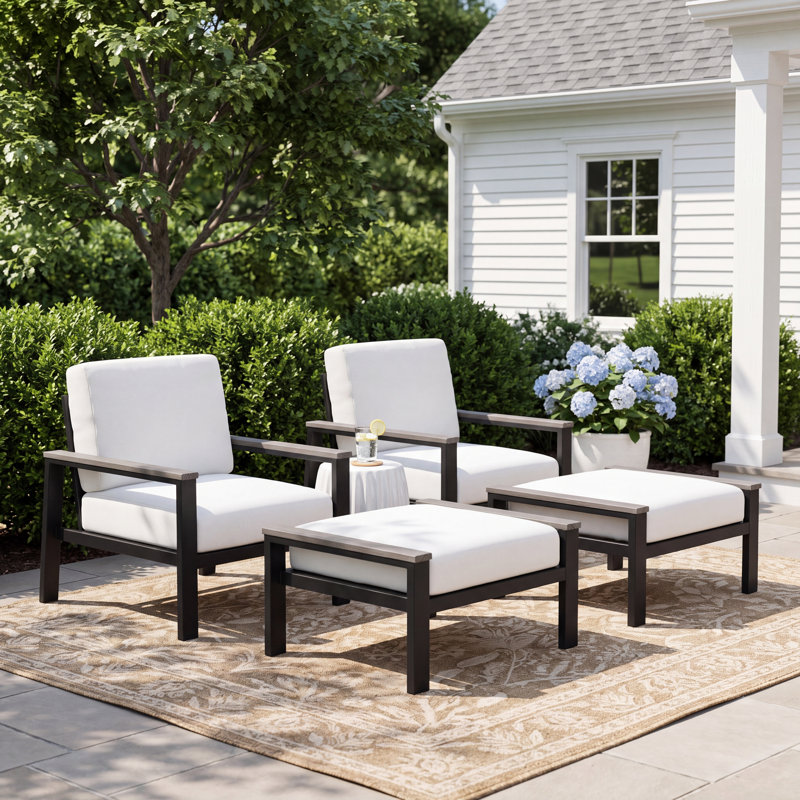 Townsend Patio Chair Sunbrella® Cushions and Ottoman, Sunbrella Canvas Natural