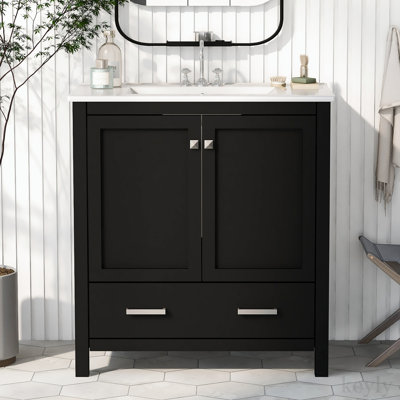 Florient 30'' Single Bathroom Vanity with Ceramic Top