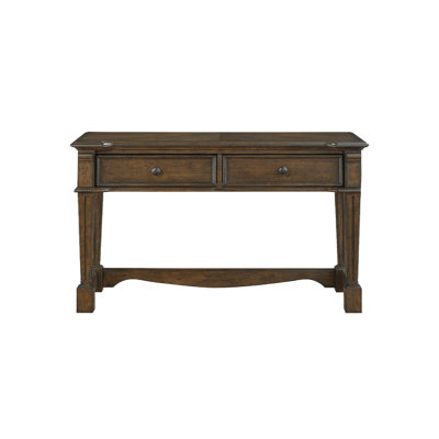 Rox Sofa Console Table, 50 Inch Top, 2 Drawers W Bronze Knobs, Brown