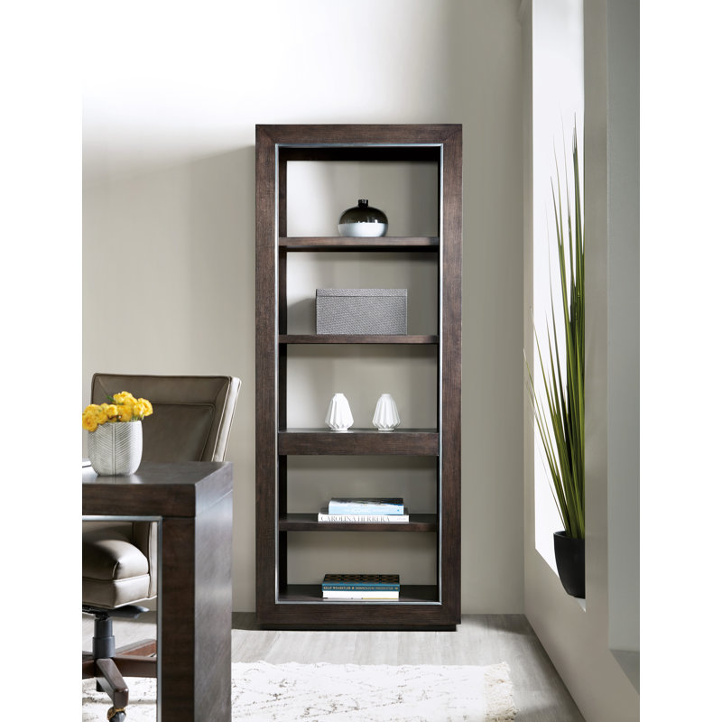 Dark Brown Adjustable Wood Etagere Bookcase