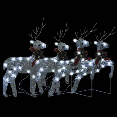 Christmas Reindeer Set Silver Mesh and Metal Set of 4 Medium Outdoor Decor