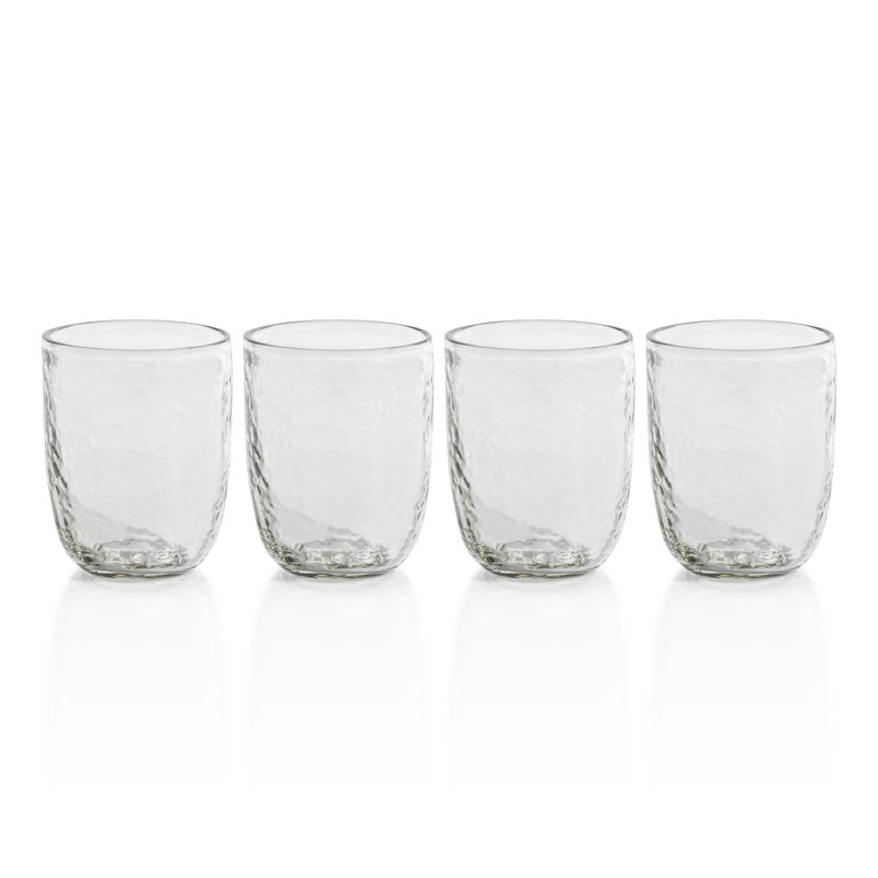 Clear Hammered Glass Tumbler Set, 10.14oz, Set of 4
