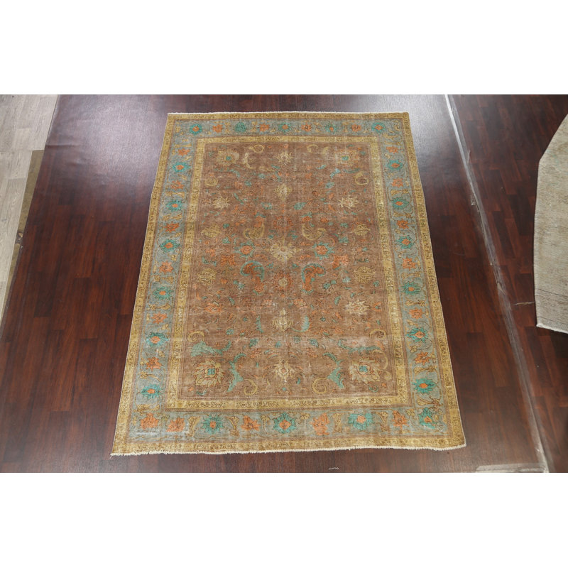 Tapis floral motif persan Tabriz noué à la main 7 x 10