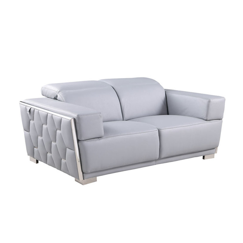 Hexor Italian Leather Sofa and Loveseat, Light Blue