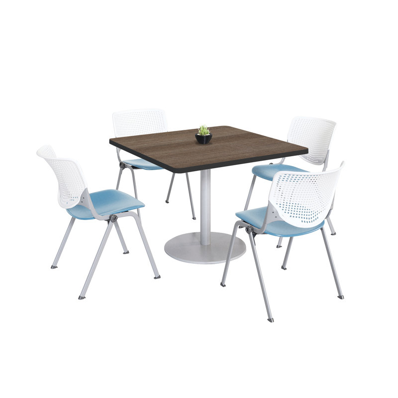 Ensemble de table de salle à manger et de chaise Kool Mode, Blanc / bleu ciel, H 29 po x L 42 po x l 42 po, Teck