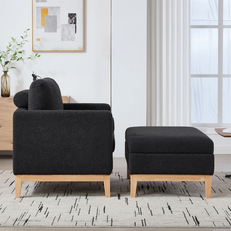 Fauteuil d'appoint 35,5 po, Noir, Naturel