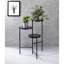 Support à fleurs en métal noir avec 3 compartiments ouverts et support pliable pour plante d'intérieur