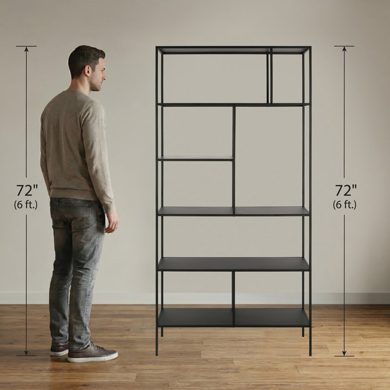 Winthrop 182.9cm H x 91.4cm W Steel Standard Bookcase, Black