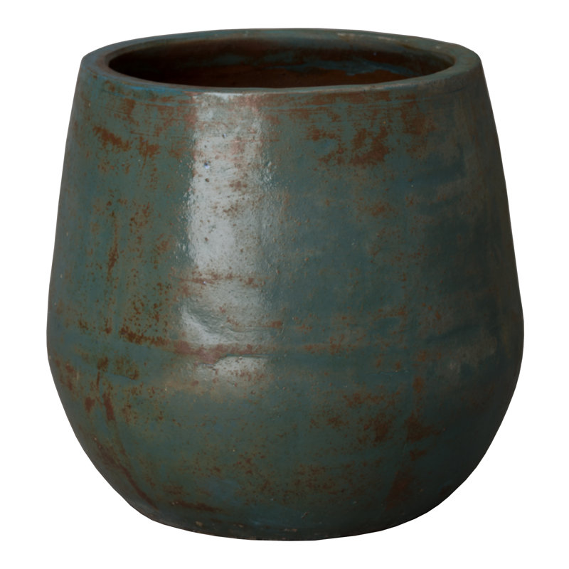 Raekwon Handmade Ceramic Pot Planter, Turquoise, 8" H x 9" W x 9" D