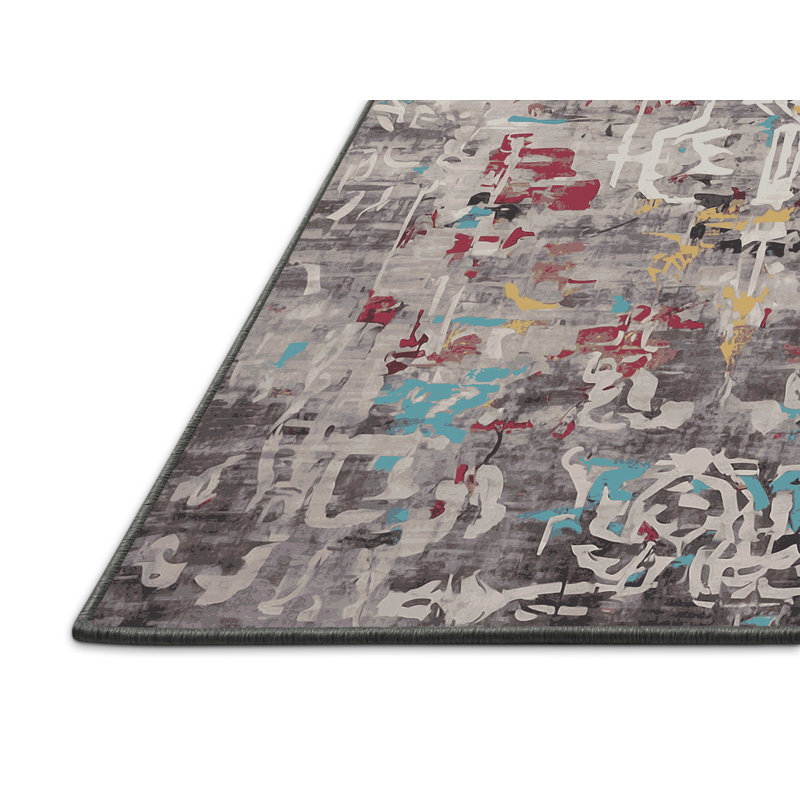Tapis gris soyeux et moelleux, Rectangle 2 pi x 3 pi