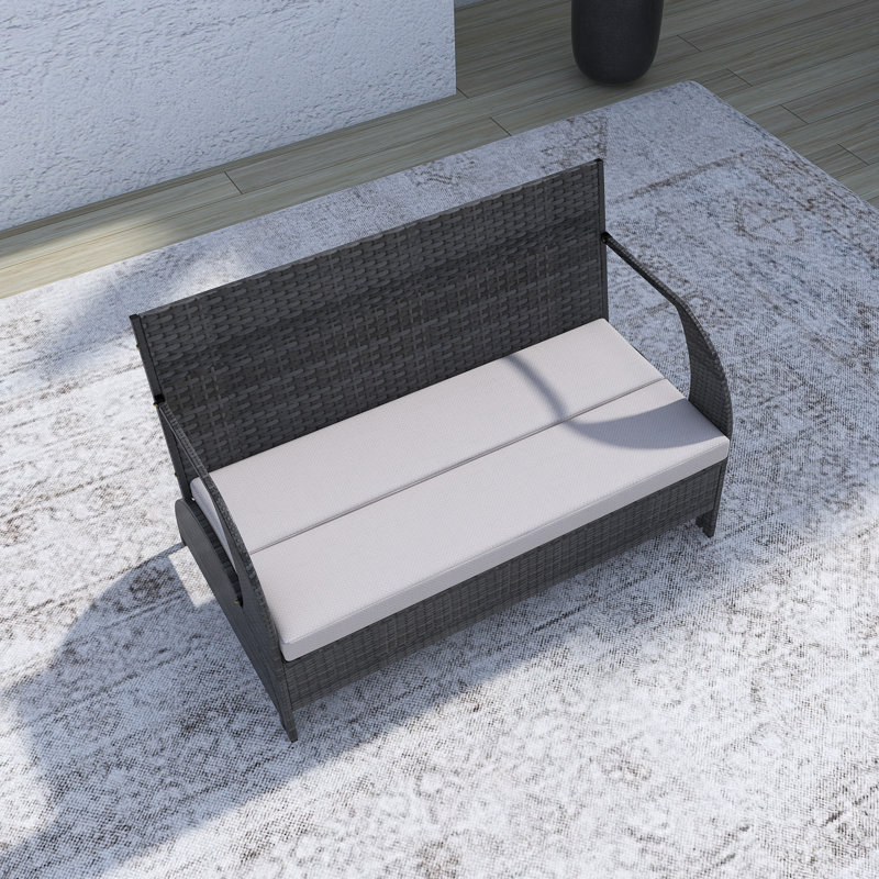 Versatile Outdoor Loveseat That Converts To Seats And Table, Beige