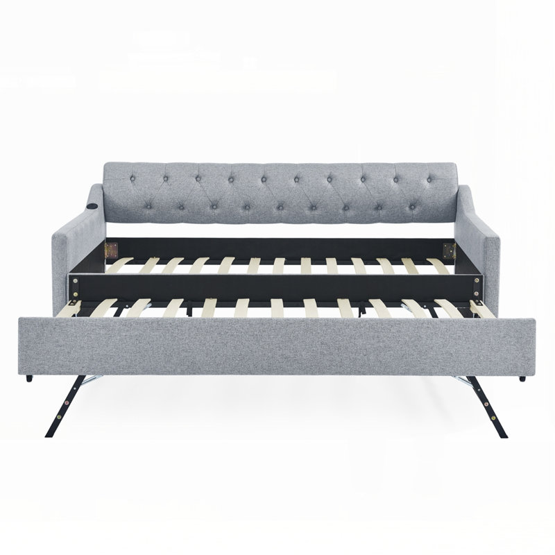 Lit de jour simple avec lit gigogne, Gris