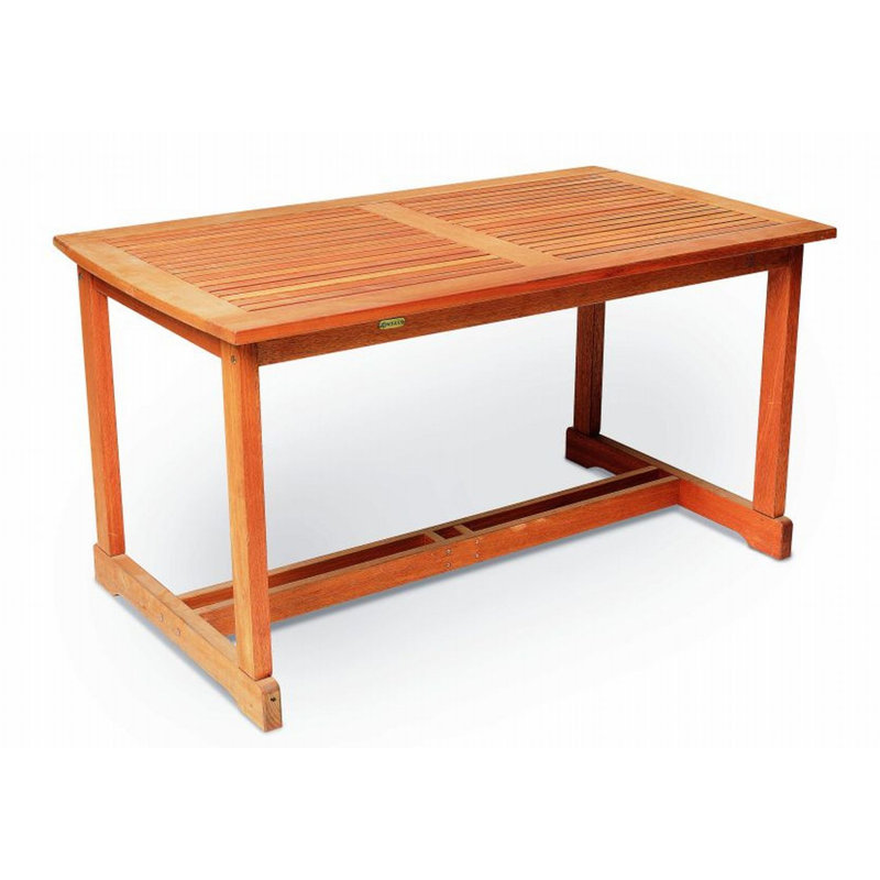 Adabpreet Rectangular Eucalyptus Solid Wood Outdoor Dining Table - 140 cm W 80 cm D