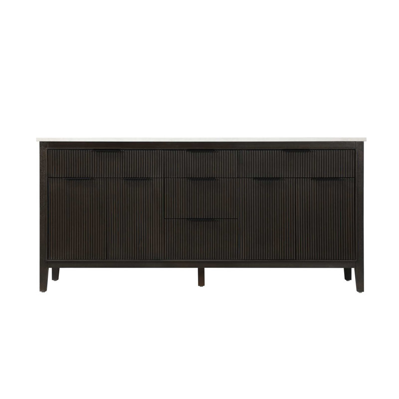 Meuble-lavabo double 72 po en chêne chocolat, Chêne chocolat, 72"