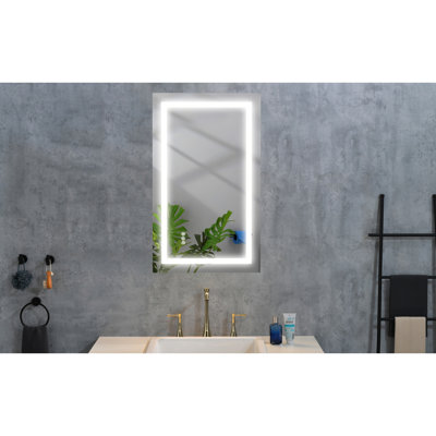Grand miroir de salle de bain à DEL à intensité variable de 40 po x 20 po avec technologie de brouillard: 3 tons de couleur, mémoire, rehausse l'espace de coiffeuse et caractéristiques: couleurs, rehausse le style pour plus de confort