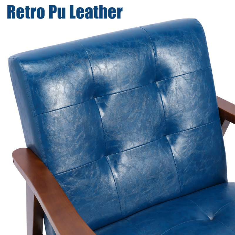 Deveral Faux Leather Armchair, Blue Solid, Solid