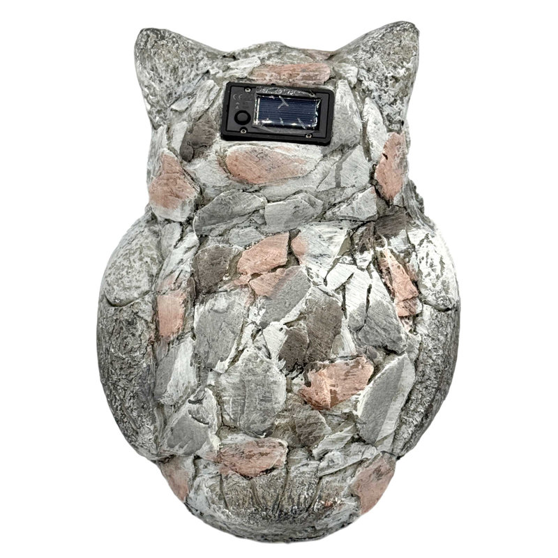 Statue de jardin hibou avec yeux à DEL 14 po
