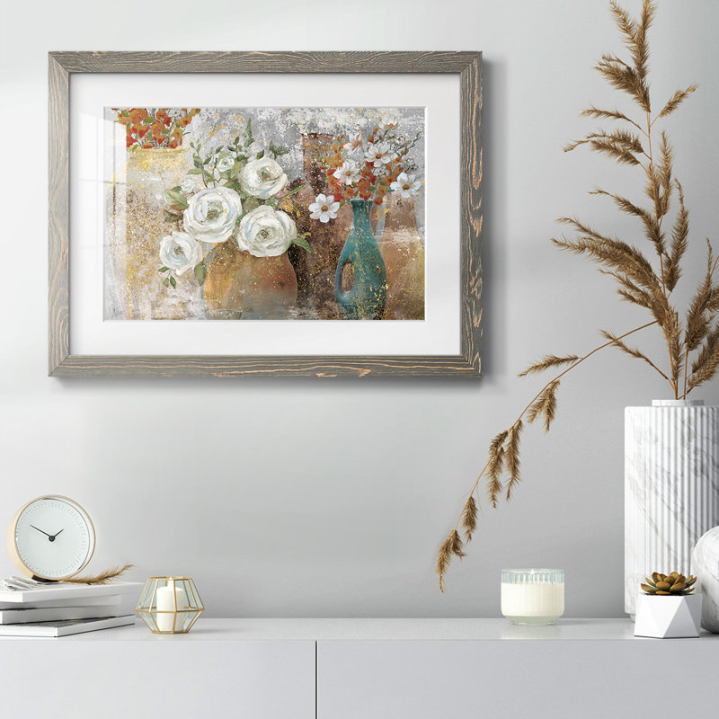 Vessels and Blooms Spice - impression d'un seul cadre photo, Gris, H 26 po x l 38 po x P 1,5 po