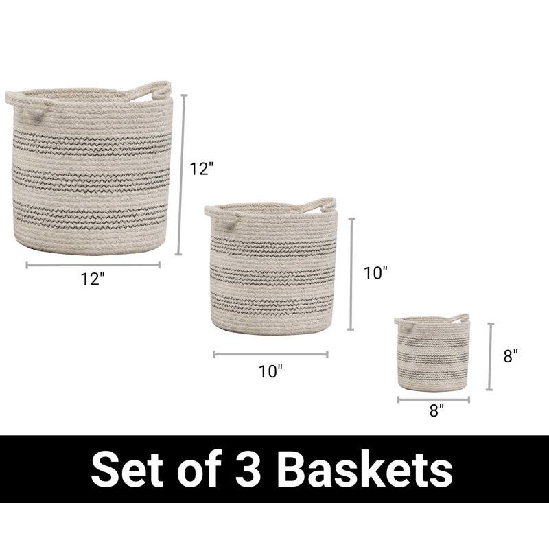 Ensemble de paniers en tissu 3 pièces, Gris