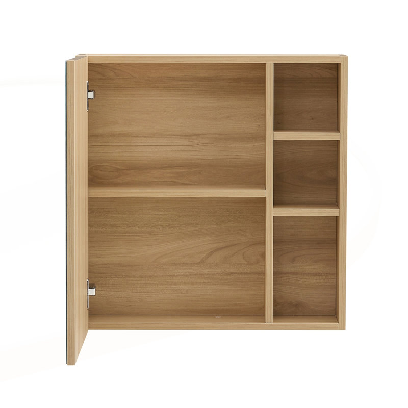Armoire à miroir polyvalente en bois naturel avec beaucoup de rangement et peu d'espace