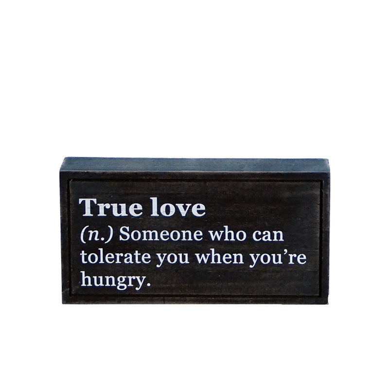 Enseigne de table «True Love» noire en bois 7,88 po