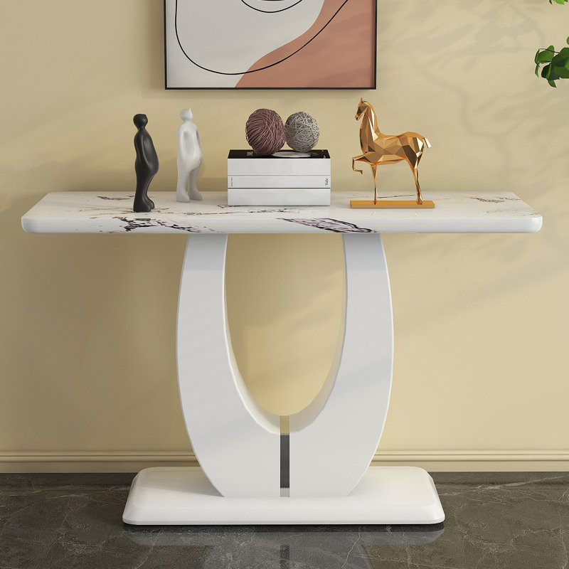 Table de bar rectangulaire blanche lustrée 47,24 po x 18,11 po x 29,52 po
