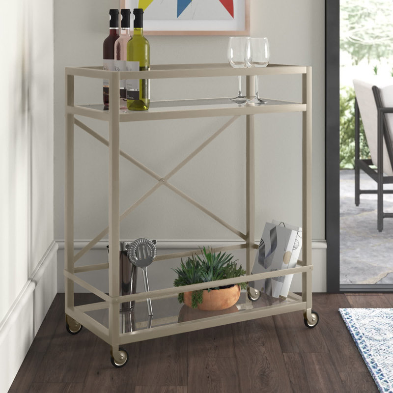 Wilson Metal Bar Cart, Satin Nickel