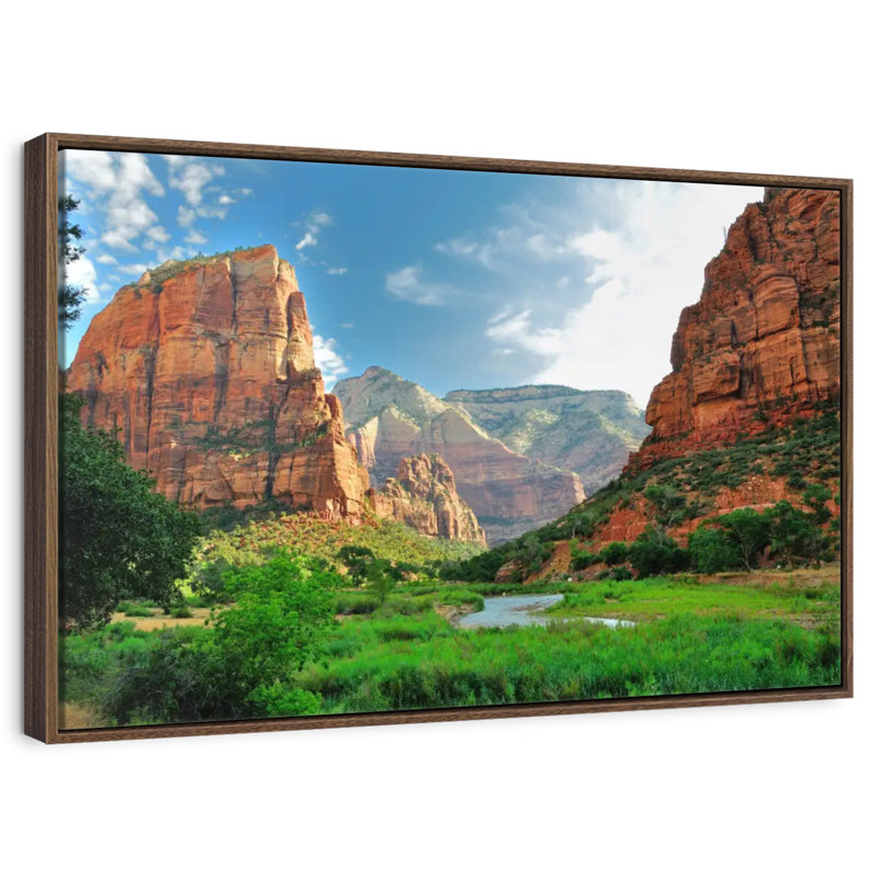Canyons du parc national de Zion, Cadre flottant noyer, 31 po x 21 po