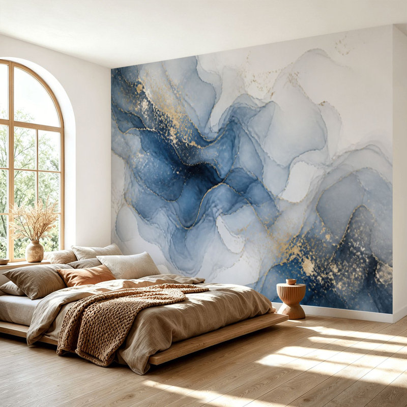Papier peint adhésif autocollant Alcool, art abstrait, peinture à l'encre à alcool, 69" L x 96" W