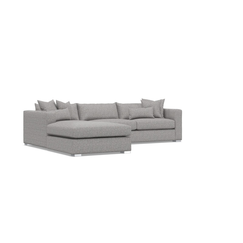 Chaise Sectional, Gray Polyester