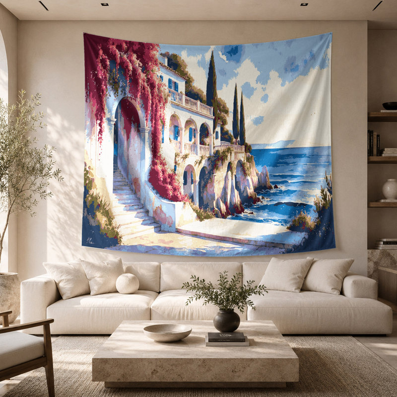Tapisserie murale «Coastal Maritime Villa», 26 po x 36 po