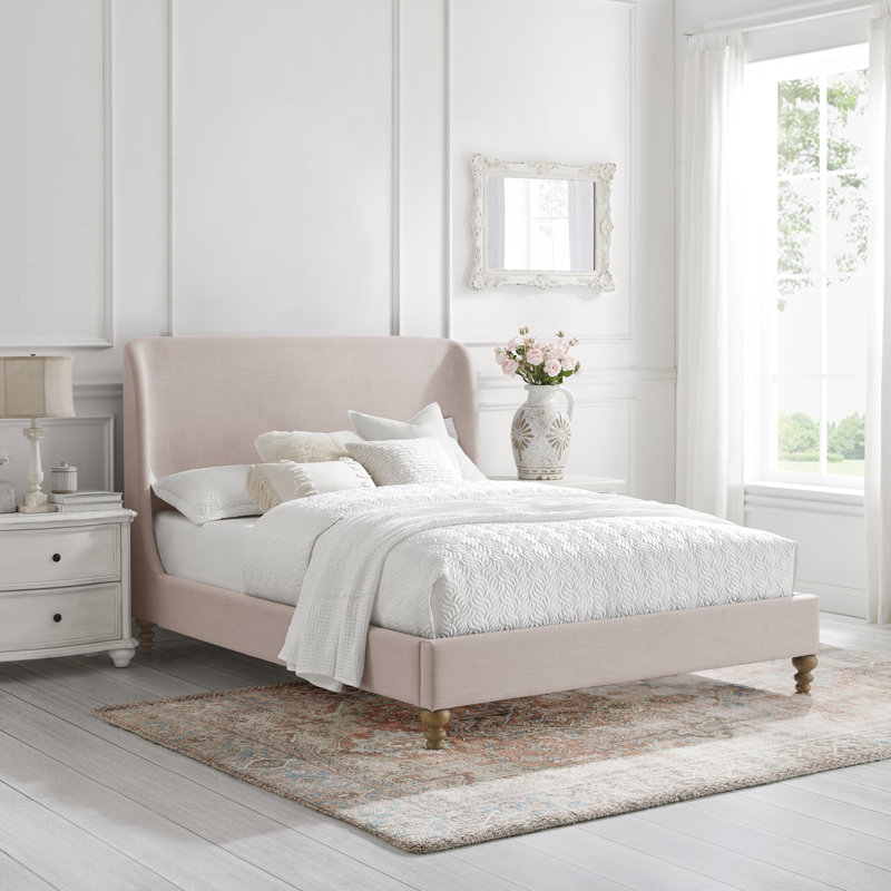 Lit plateforme Elegance Rosalee, Simple, Rose