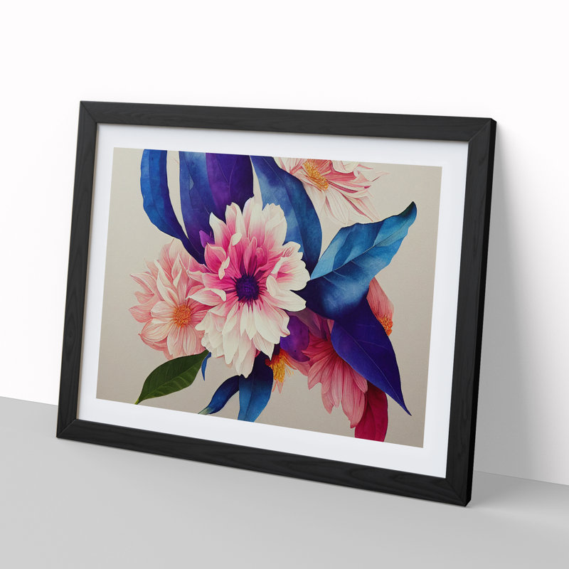 Awesome Flowers - Framed Print, 34cm H x 46cm W x 2cm D, Black